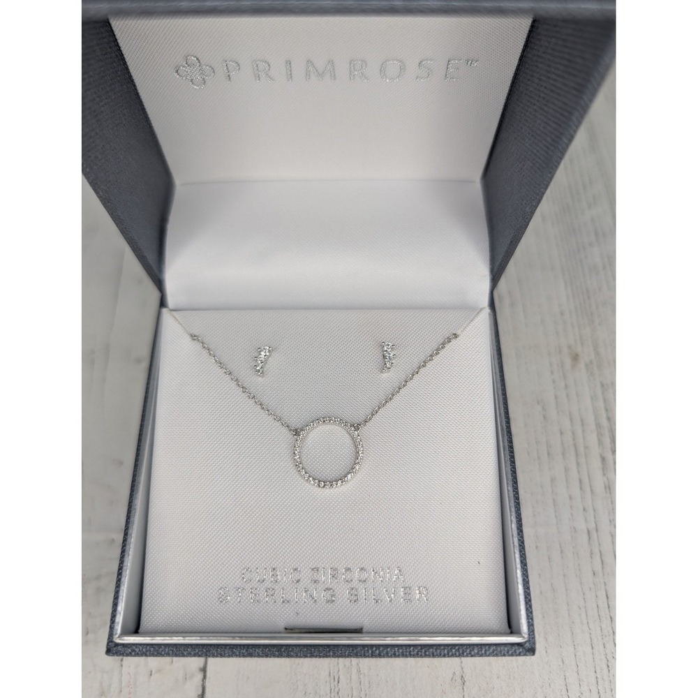 Sterling Silver Circle Necklace and Earring Set Silver